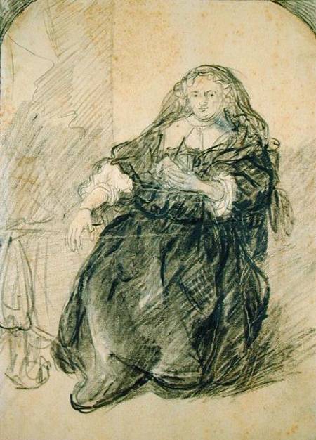 Seated Saskia with a letter in her left hand van Rembrandt van Rijn
