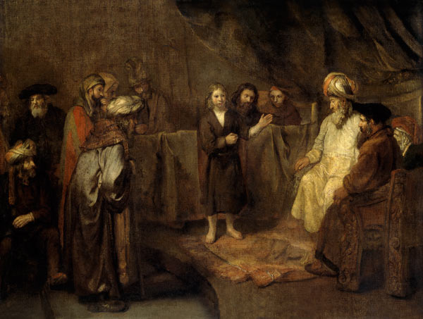 The Twelve Year Old Jesus in front of the Scribes van Rembrandt van Rijn