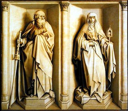 St. James the Great and St. Clare, predella panel from The Nuptials of the Virgin van Robert Campin