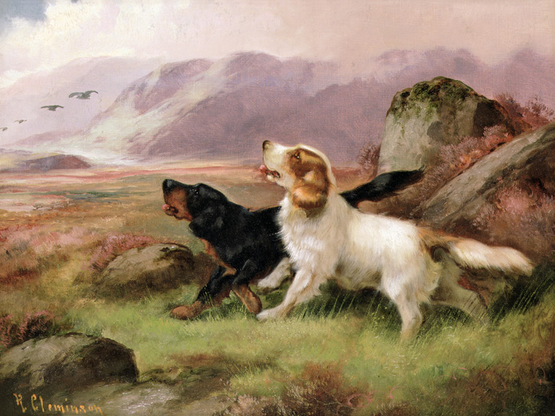 Gundogs (one of a pair) van Robert Cleminson