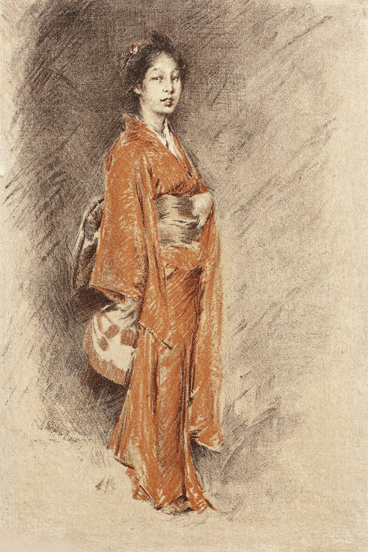 Japanese Woman in Kimono van Robert Frederick Blum