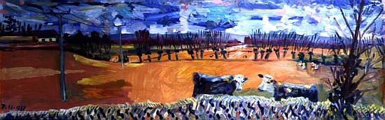 View from Mump looking West, 1998 (oil on board)  van Robert  Hobhouse