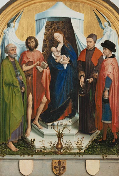 Maria mit dem Kind und den hll.Petrus, Johannes d.T., Cosmas und Damian (Medici Madonna) van Rogier van der Weyden