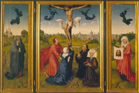 Crucifixion triptych with St. Mary Magdalene, St. Veronica and unknown Patrons van Rogier van der Weyden
