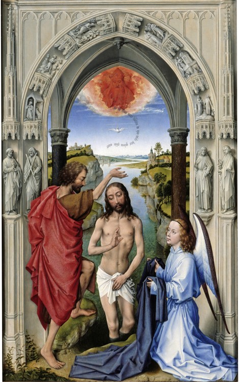 The Baptism of Christ (The Altar of St. John, middle panel) van Rogier van der Weyden