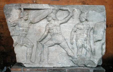 Relief depicting gladiators in combat van Roman