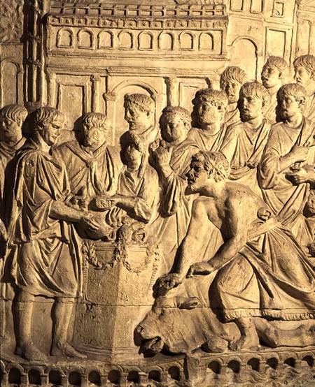 The Sarmatians paying tribute to the Romans, detail from a cast of Trajan's column van Roman