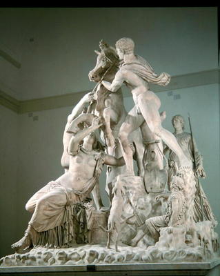 The Farnese Bull, Roman copy of a Greek original by Apollonios of Tralles (stone) van Roman 1st century BC