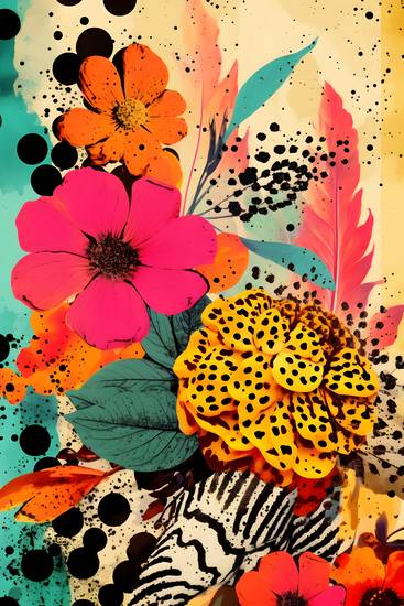 Pop Art Blumen Vintage Style