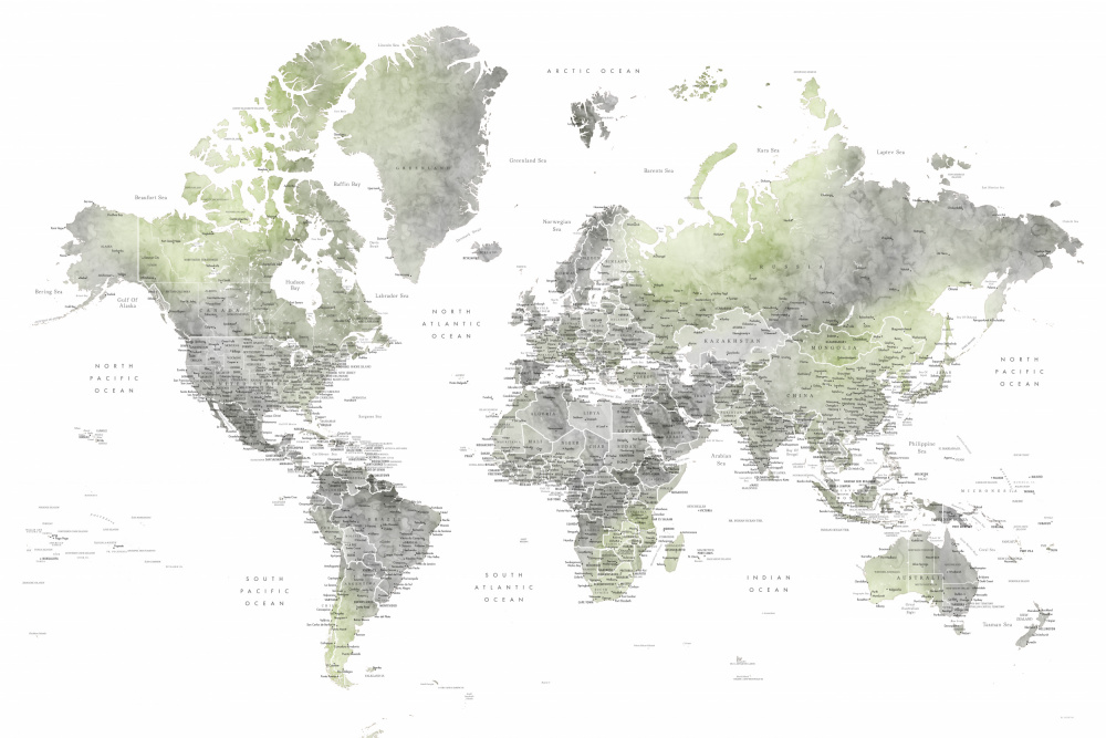 Detailed world map with cities, Hollace van Rosana Laiz Blursbyai