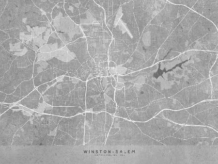 Map of Winston Salem (NC, USA) in gray vintage style