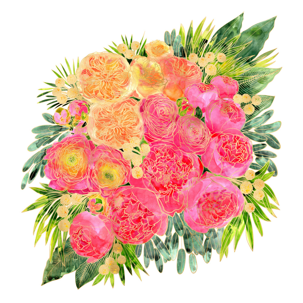 Rekha colorful watercolor bouquet van Rosana Laiz Blursbyai