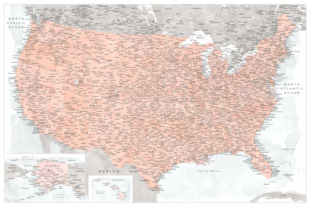 Highly detailed map of the United States, Lynette van Rosana Laiz Blursbyai