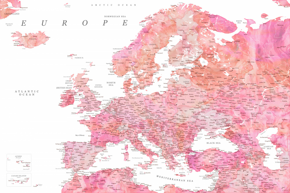 Tatiana detailed map of Europe van Rosana Laiz Blursbyai