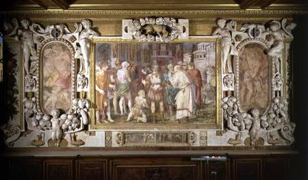 The Unification of the State, detail of decorative scheme in the Gallery of Francis I van Rosso Fiorentino