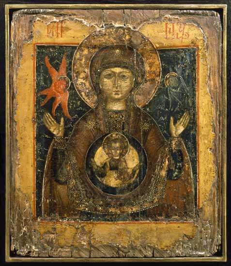 The Mother of God of the Sign, icon van Russian School