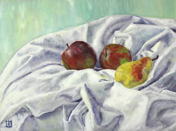 Stilleben Äpfel Birne van Sabine Oel-Cocco