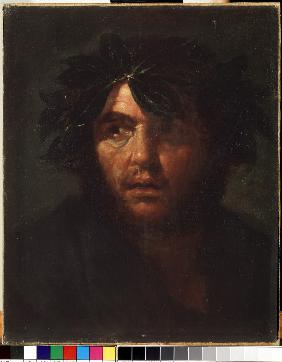 Male portrait with a laurel wreath