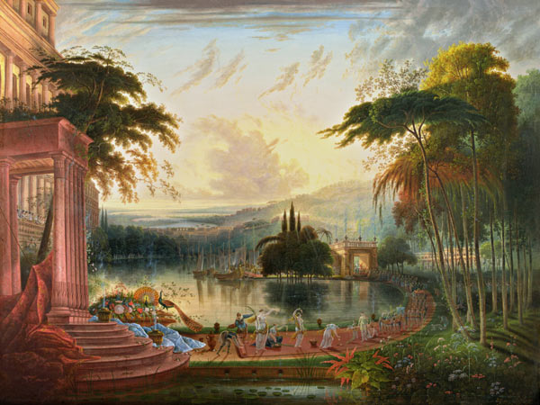 A Romantic Landscape with the Arrival of the Queen of Sheba van Samuel Colman