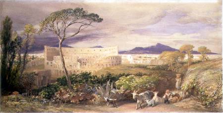 The Colosseum and Alban Mount (w/c and gouache over pencil, chalk and van Samuel Palmer
