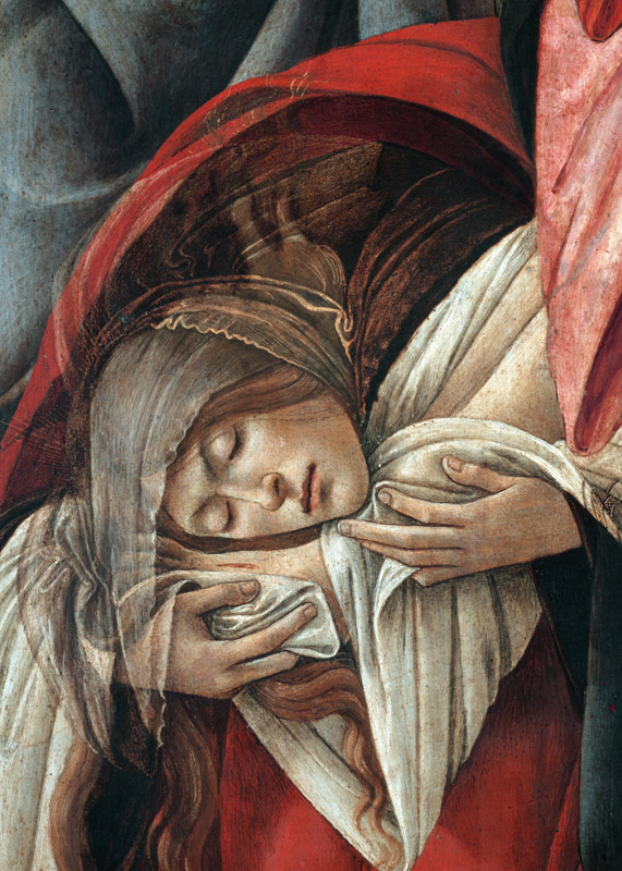 Lamentation over the Dead Christ, detail of Mary Magdalene van Sandro Botticelli