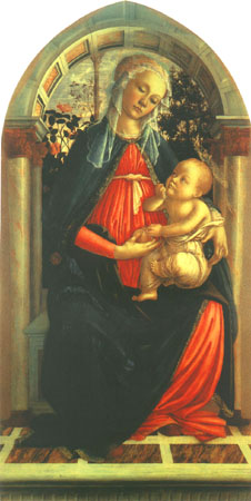 Madonna im Rosenhag van Sandro Botticelli