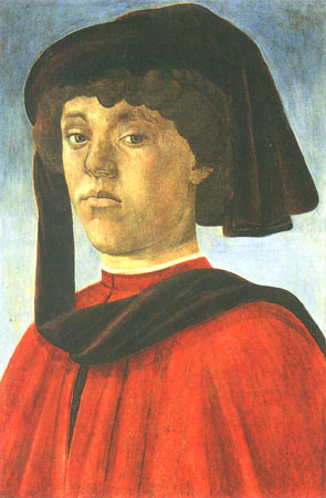 Porträt eines jungen Mannes van Sandro Botticelli