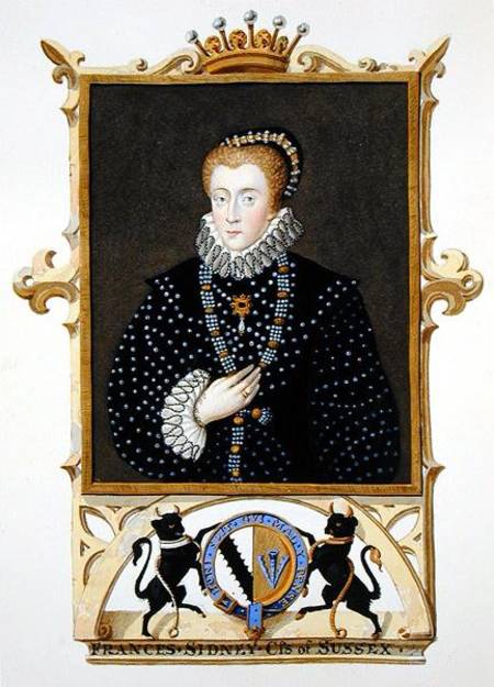 Portrait of Frances Sidney (d.c.1589) Countess of Sussex from 'Memoirs of the Court of Queen Elizabe van Sarah Countess of Essex