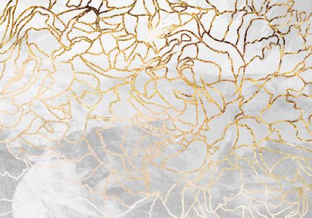 Abstract gold line art wall mural