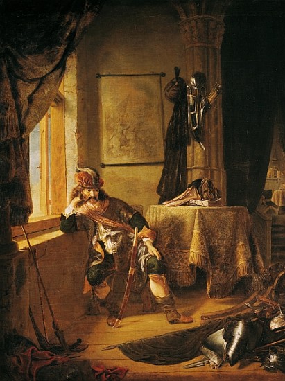 A Warrior in Thought van (school of) Rembrandt Harmensz. van Rijn