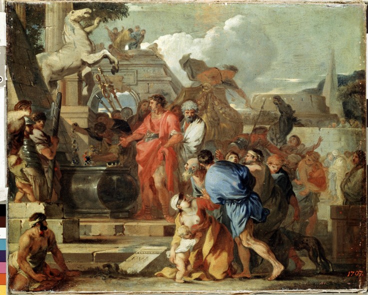 Augustus before the Tomb of Alexander the Great van Sébastien Bourdon