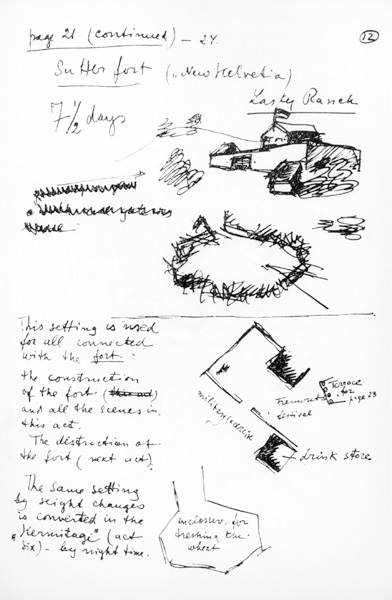 Page 21 of the synopsis of Sutters Gold, c.1930-35 (pen & ink on paper) (b/w photo) van Sergei Eisenstein