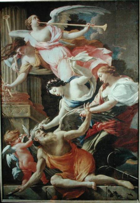 Time Vanquished by Love, Venus and Hope van Simon Vouet