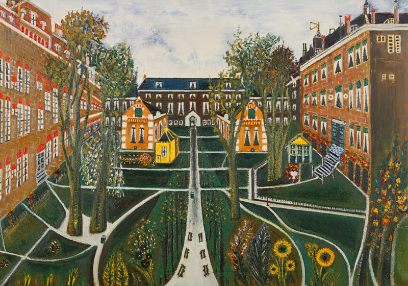 Der Garten des Altersheims in Amsterdam. van Sipke Cornelis Houtman