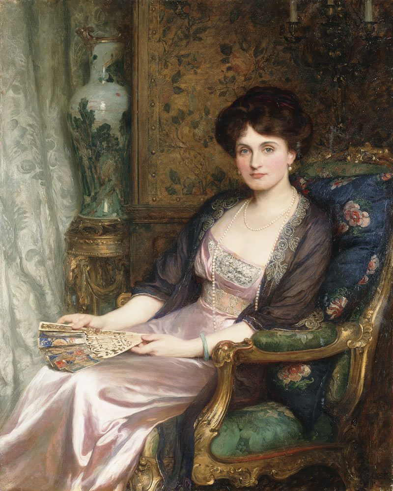 Portrait einer Dame, wohl die Frau des Künstlers van Sir Frank Dicksee