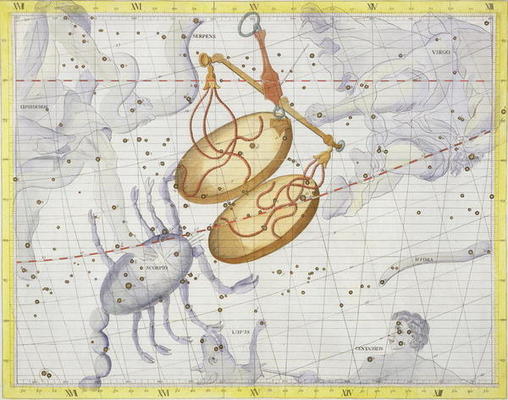 Constellation of Libra, plate 7 from 'Atlas Coelestis', by John Flamsteed (1646-1710), published in van Sir James Thornhill