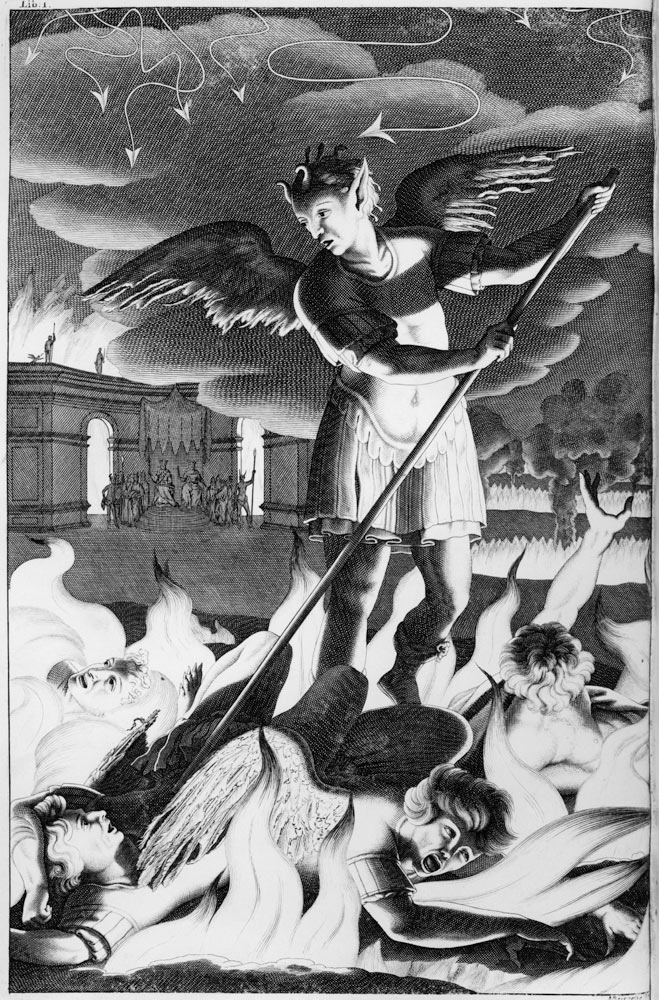 Satan, illustration from ''Paradise Lost'' John Milton, fourth edition 1688 van Sir John Baptist de Medina