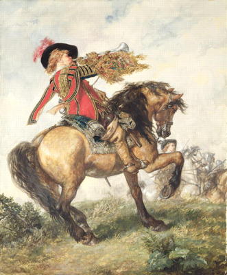 The King's Trumpeter, 1874 (w/c and gouache on paper) van Sir John Gilbert
