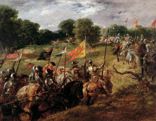 'With all their banners bravely spread', 1878 (oil on canvas) van Sir John Gilbert