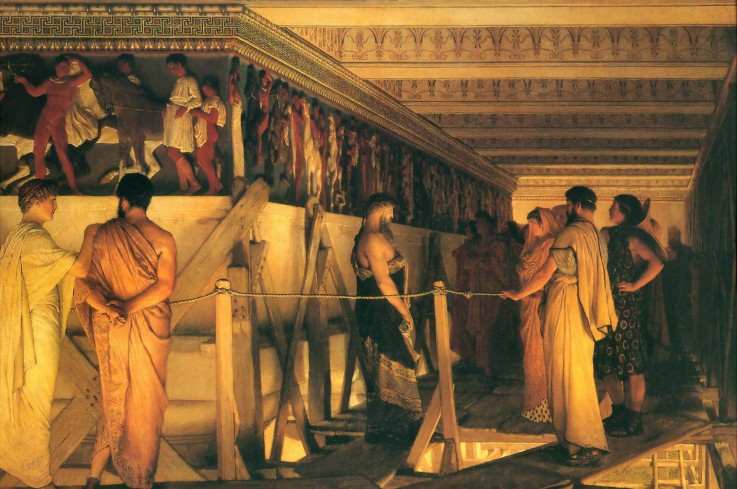 Phidias Showing the Frieze of the Parthenon to his Friends van Sir Lawrence Alma-Tadema