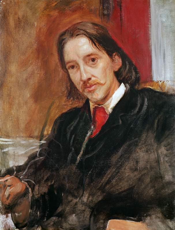 Portrait of Robert Louis Stevenson (1850-1894) 1886 van Sir William Blake Richmond