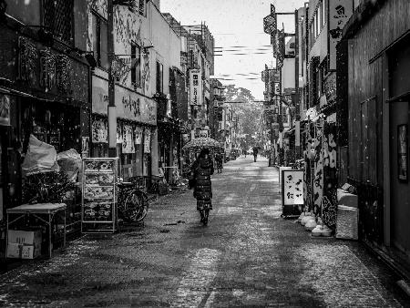 It snows in downtown Tokyo