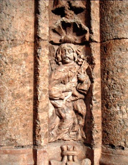 Lute player, from the facade of the Palace of Montarco van Spanish School