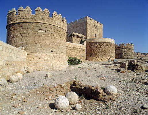 View of the castle exterior with un-earthed canonballs (photo) van Spanish School, (15th century)