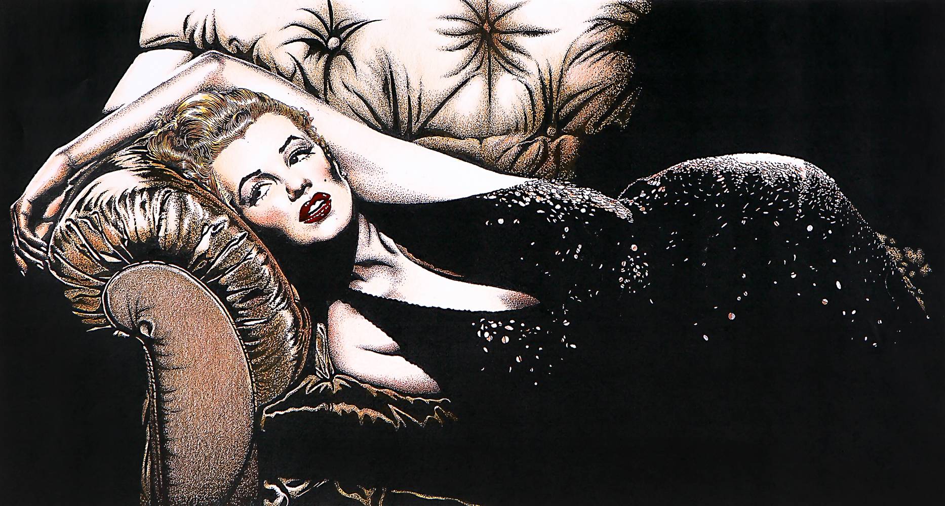 Marilyn Monroe op de bank, gekleurd van Stephen Langhans