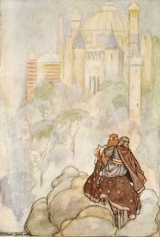 They rode up to a stately palace, illustration from The High Deeds of Finn, and other Bardic Romance van Stephen Reid