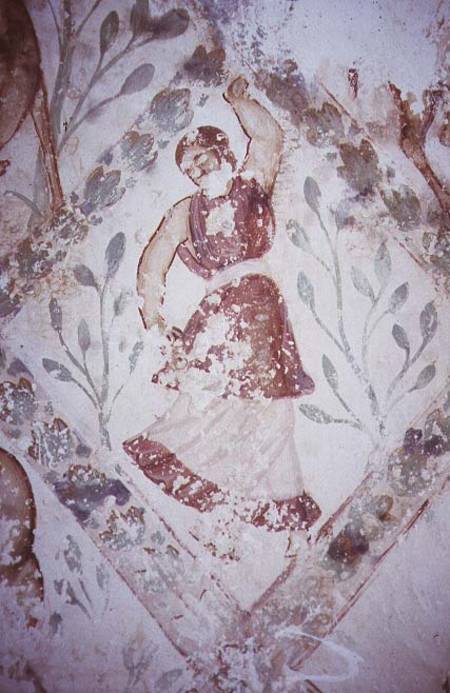 Fresco depicting a female dancer, from the Apodyterium van Syrian School