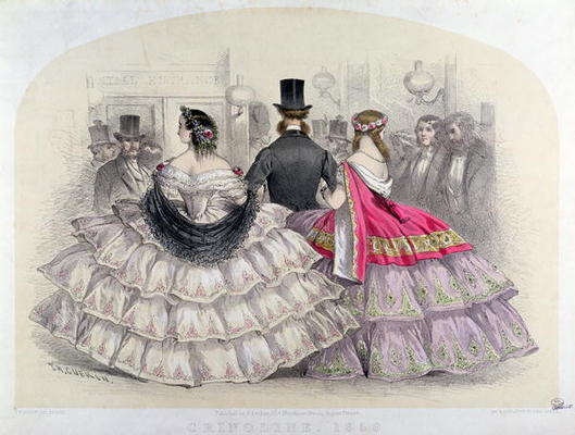 Ladies Wearing Crinolines at the Royal Italian Opera, Covent Garden, 1859 (colour engraving) van T. H. Guerin