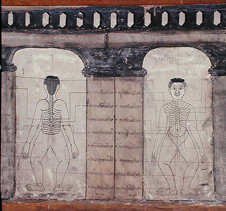 Depiction of massage points on the human body van Thai School
