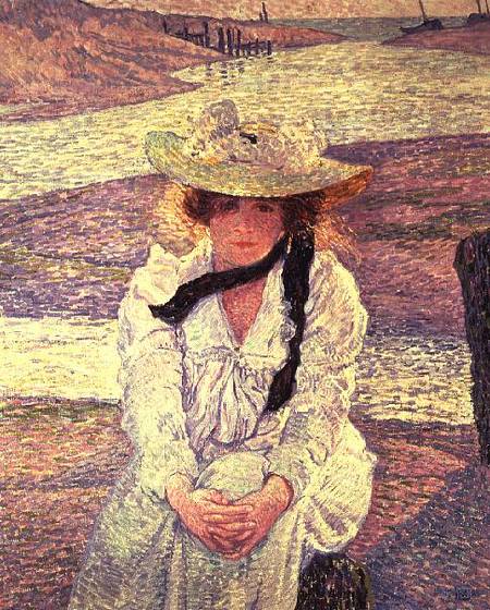 Young Woman on the Banks of the Greve River van Theo van Rysselberghe